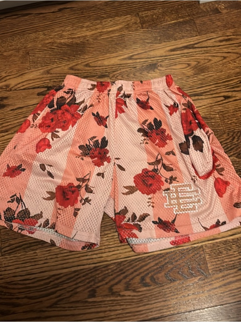 Eric Emanuel Men’s Floral Mesh Athletic Shorts - Pink & Red